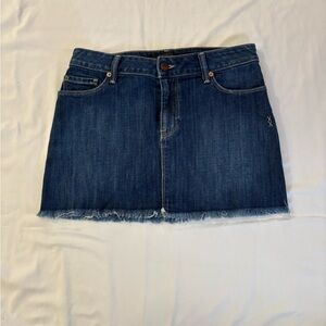 Genetic Denim Lyndsay Blue Raw Hem Stretch Mini Skirt.